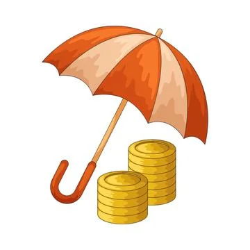 Umbrella with coin stack illustration Stock Illustration