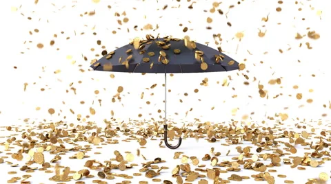 Umbrella coins rain Stock Footage 47862903