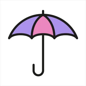 Umbrella color flat icon with stroke isolated on white イラスト素材
