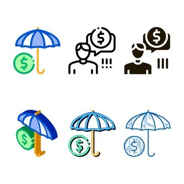Umbrella with color sectors icon vector mix outline Illustrazione stock