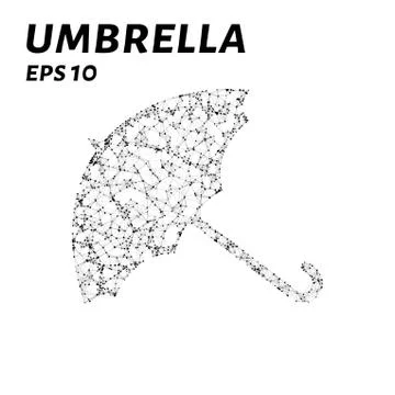 The umbrella consists of points, lines and triangles. The polygon shape in .. Stock Illustration