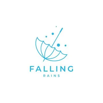 Umbrella falling rain logo design Stock Illustration