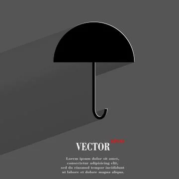 Umbrella. Flat modern web button with long shadow and space for your text. Stock Illustration
