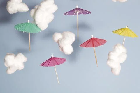 Umbrella flying in the sky Stock Photos