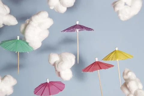 Umbrella flying in the sky Stock Photos