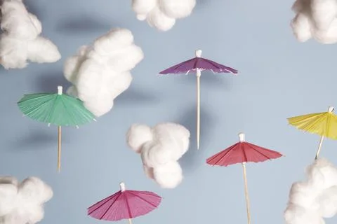 Umbrella flying in the sky Stock Photos