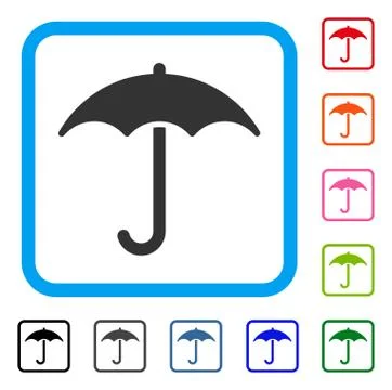 Umbrella Framed Icon Stock Illustration