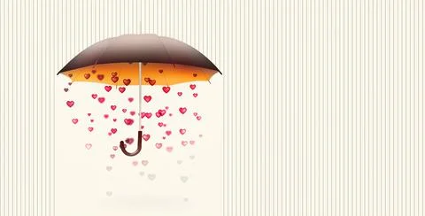 Umbrella with Hearts Stock Illustration