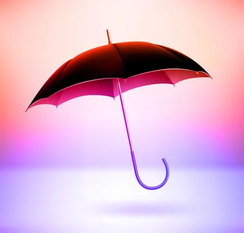 Umbrella with holographic effect. 3d vector illustration Иллюстрация