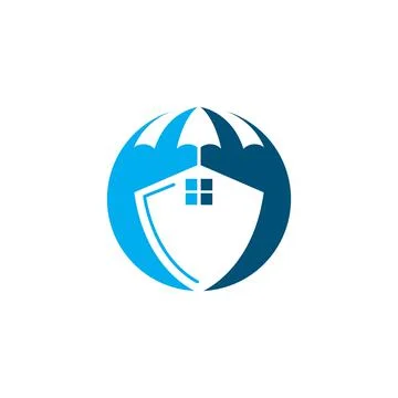 Umbrella house logo  vector icon of insurance  illustration Stock-Illustration