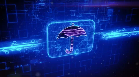 Umbrella icon on abstract blue background Stock Footage 63511062