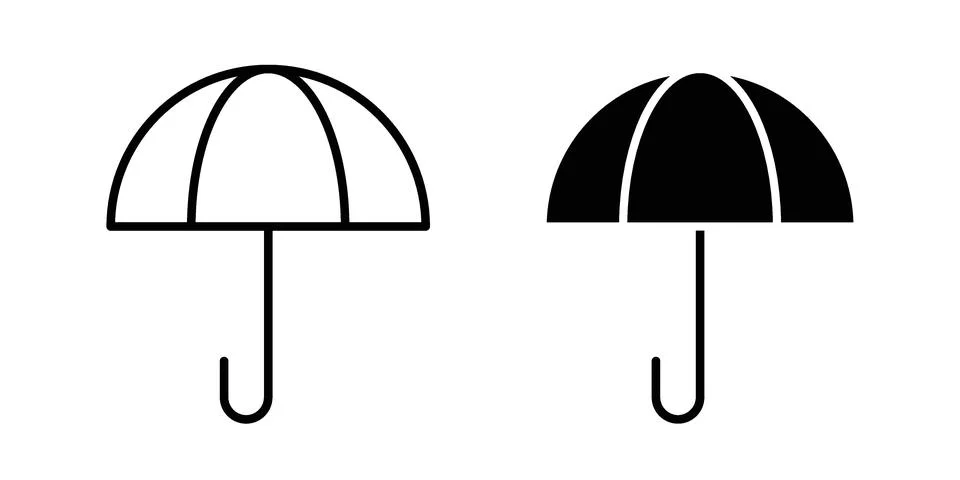 Umbrella icon black vector isolated on white Stock Illustration