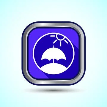 Umbrella Icon Button Design Illustration. Insurance, Protection Icon Illustrazione stock