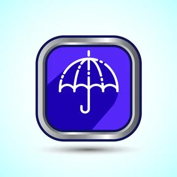 Umbrella Icon Button Design Illustration. Insurance, Protection Icon Illustrazione stock