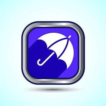 Umbrella Icon Button Design Illustration. Insurance, Protection Icon 库存插图