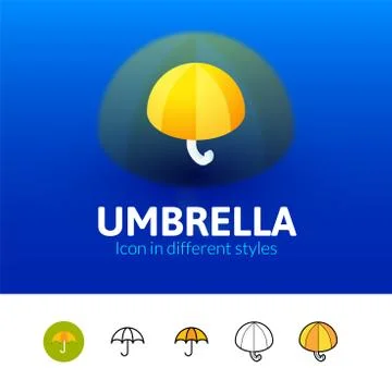 Umbrella icon in different style Stock Illustration