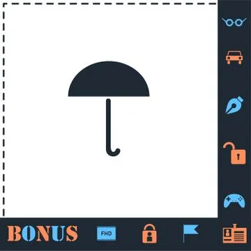 Umbrella icon flat Stock Illustration