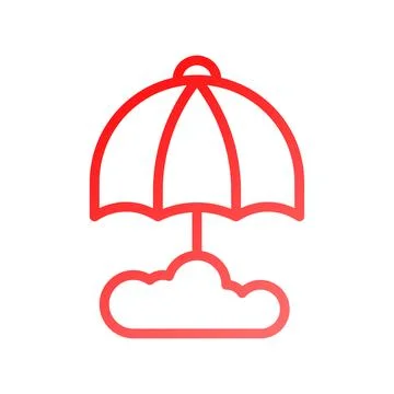 Umbrella icon gradient red summer beach symbol illustration. Stockillustratie