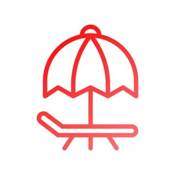 Umbrella icon gradient red summer beach symbol illustration. イラスト素材