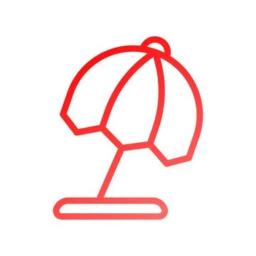 Umbrella icon gradient red summer beach symbol illustration. 스톡 일러스트
