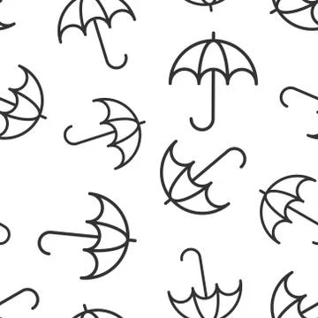 Umbrella icon seamless pattern background. Parasol vector illustration on whi Ilustración de archivo