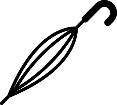 Umbrella Icon Set — Black and White Open and Closed Umbrella Silhouettes Stock Illustration