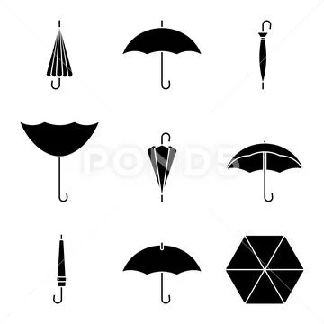 Umbrella icon set Stock Illustration