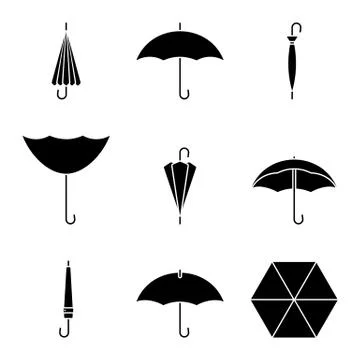 Umbrella icon set Stock Illustration