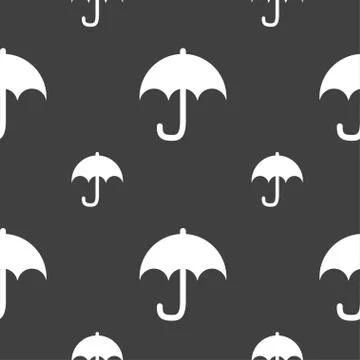 Umbrella icon sign. Seamless pattern on a gray background. Vector Stock Illustration