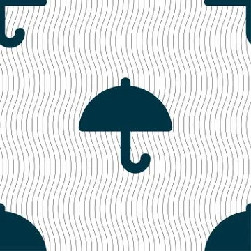 Umbrella icon sign. Seamless pattern with geometric texture. Vector Illustrazione stock