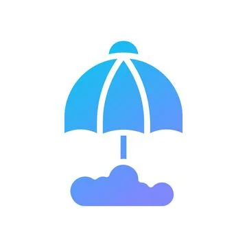 Umbrella Icon solid gradient blue summer beach symbol illustration. Stock Illustration