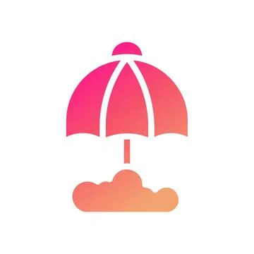 Umbrella icon solid gradient pink yellow summer beach symbol illustration. Stockillustratie