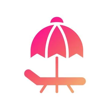Umbrella icon solid gradient pink yellow summer beach symbol illustration. Illustrazione stock
