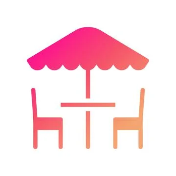 Umbrella icon solid gradient pink yellow summer beach symbol illustration. Illustrazione stock