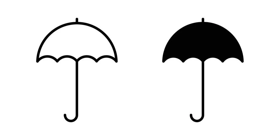 Umbrella icon solid, line, and editable vector set. Stock Illustration