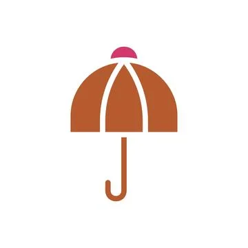 Umbrella icon solid red brown summer beach symbol illustration. イラスト素材