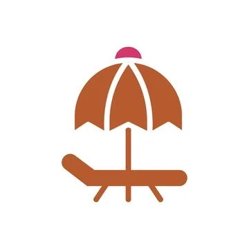 Umbrella icon solid red brown summer beach symbol illustration. Stockillustratie