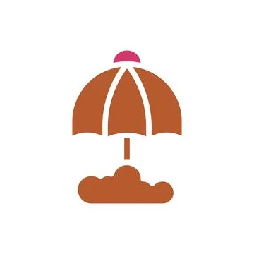Umbrella icon solid red brown summer beach symbol illustration. 스톡 일러스트