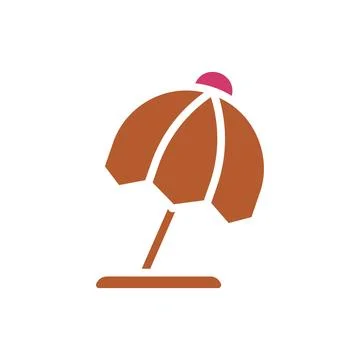 Umbrella icon solid red brown summer beach symbol illustration. Stockillustratie