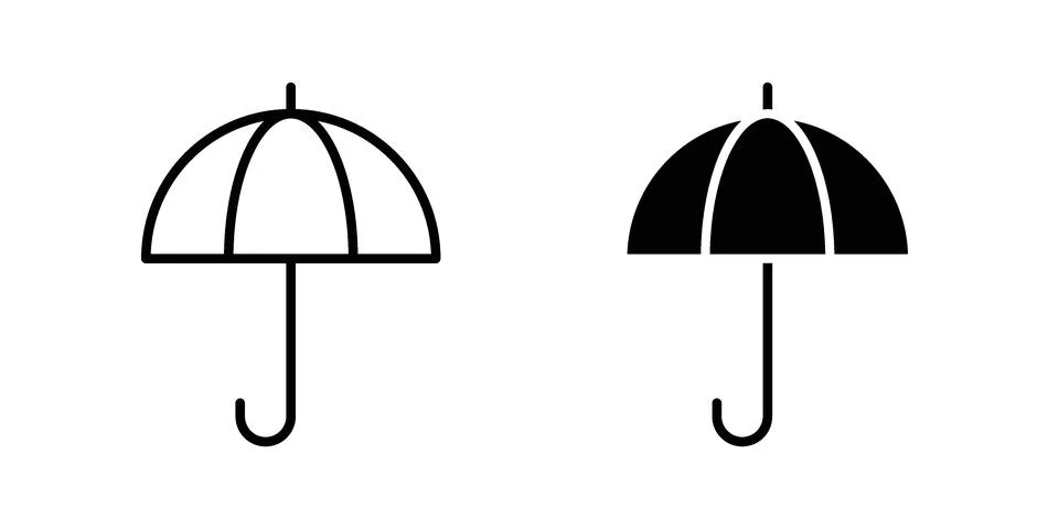 Umbrella icon vector concepts, line and silhouette style Stock Illustration