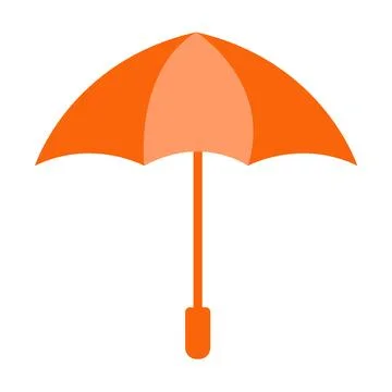 Umbrella Icon vector flat design.Orange umbrella with straight handle Stock Illustration