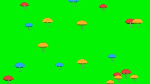 Umbrella icons falling on green screen overlay 4K 스톡 동영상 337062969