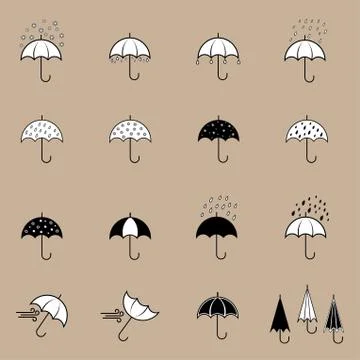 Umbrella icons Illustrazione stock