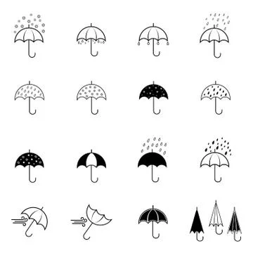 Umbrella icons Illustrazione stock