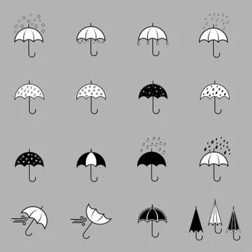 Umbrella icons Illustrazione stock