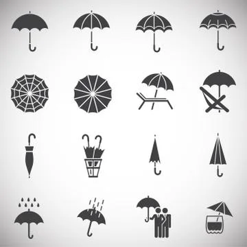 Umbrella icons set on background for graphic and web design. Simple illustration Illustrazione stock