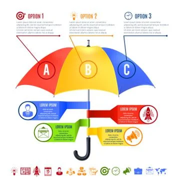 Umbrella Infographics Set Stock Illustration
