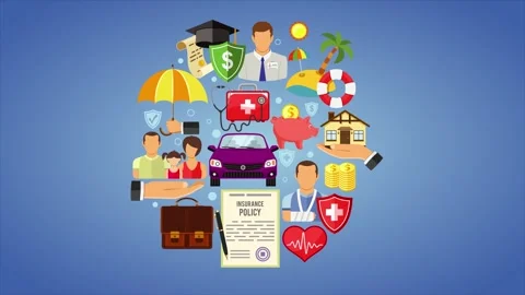 Umbrella Insurance Coverage and Personal Risk Management Plan Animation Stock Footage 339344003