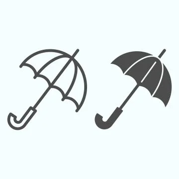 Umbrella line and solid icon. Opened handle stick for rainy weather. Autumn Illustrazione stock