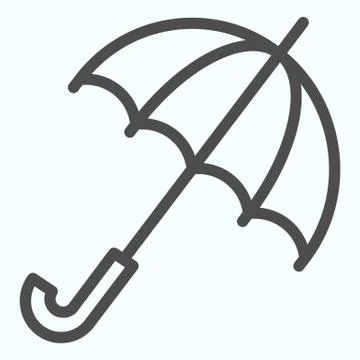 Umbrella line icon. Opened handle stick for rainy weather. Autumn season vector Stock Illustration